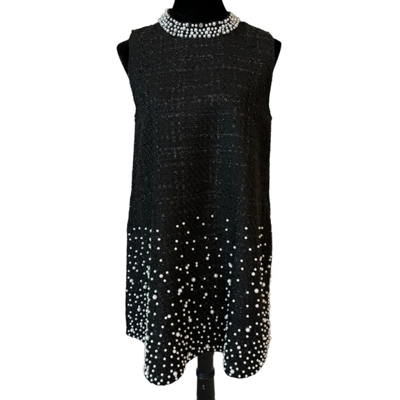 Tweed Pearl Embellished Shift Dress Small - Picture 13 of 13